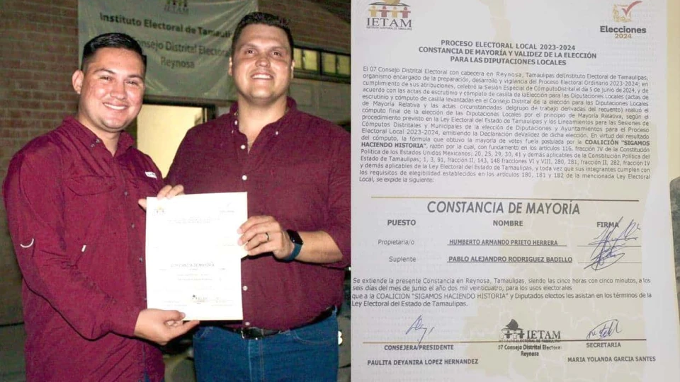 Humberto Prieto recibe constancia de mayoría en el Distrito 7