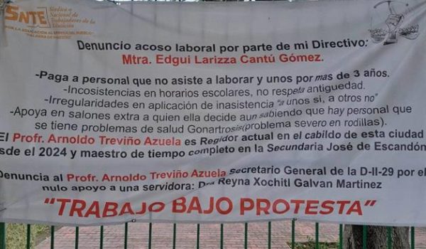 Denuncian presunto acoso de Directora en secundaria